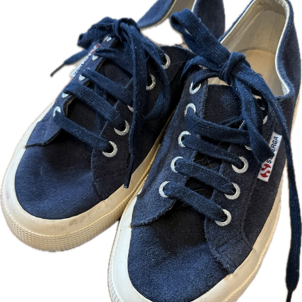 Superga Dark Blue navy suede leather Sneakers